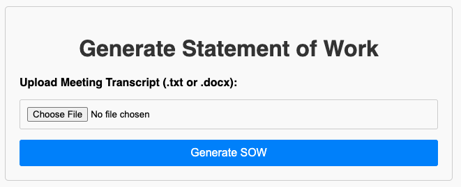 SOW Generator Web Application Screenshot